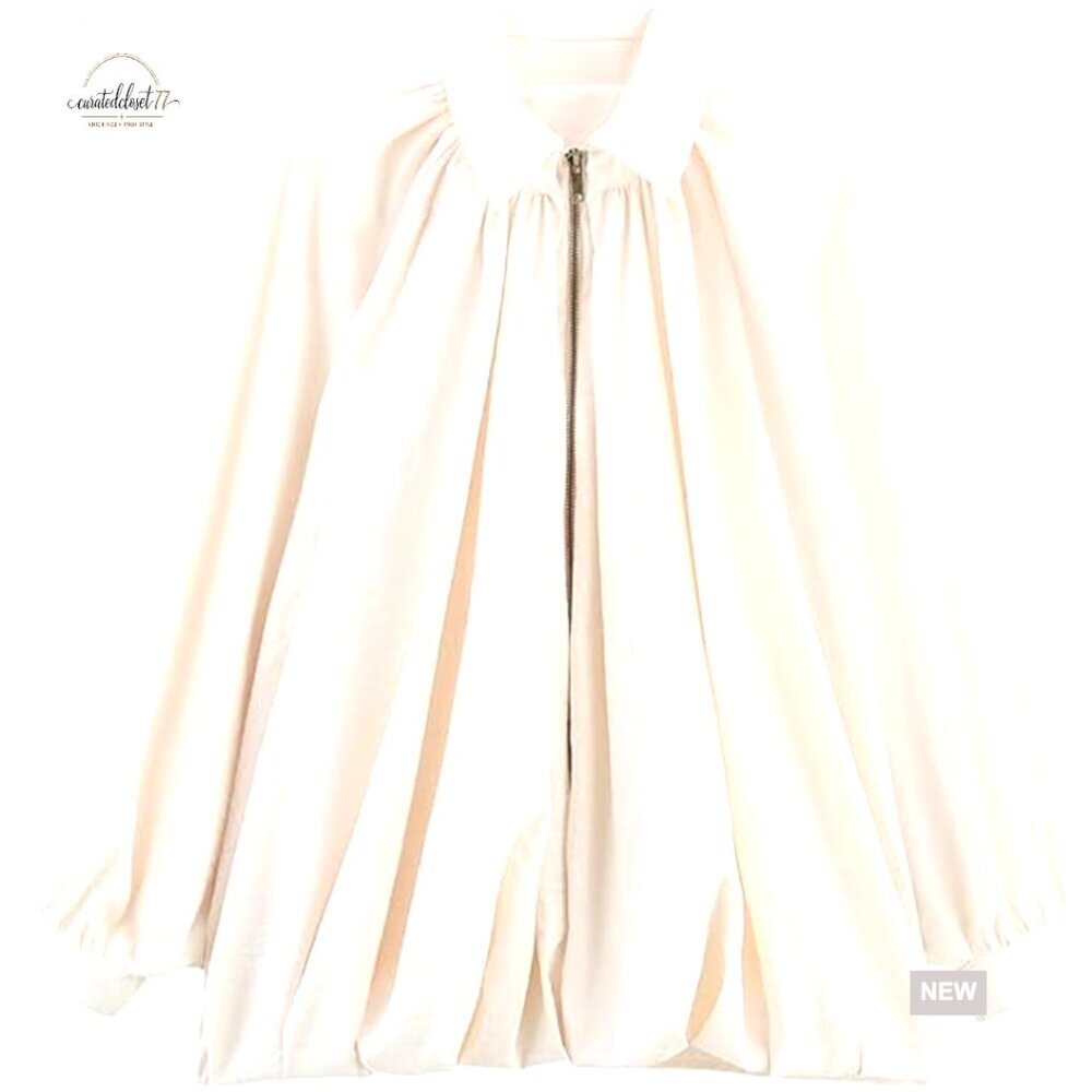 Oversized Puffed Bomber Jacket Batwing Sleeves Lapel Collar Streetwear